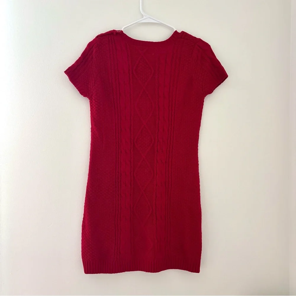 red short sleeve sweater mini dress
